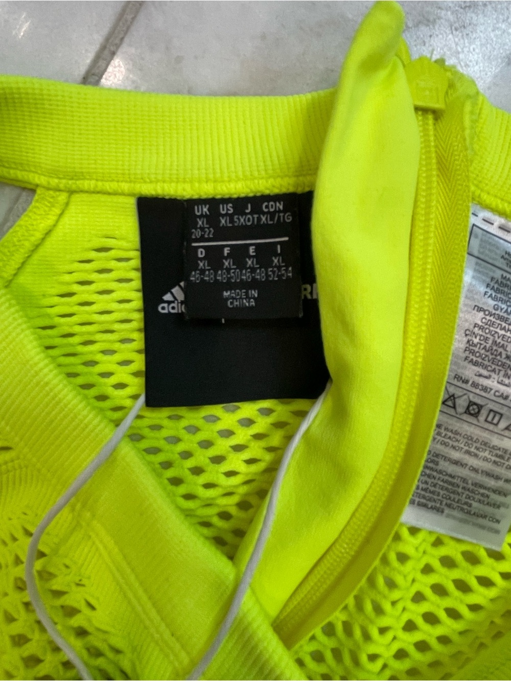 Beyonce Adidas X IVY PARK Neon Yellow Mesh-Panel Halter Jumpsuit size XL - Picture 7 of 15
